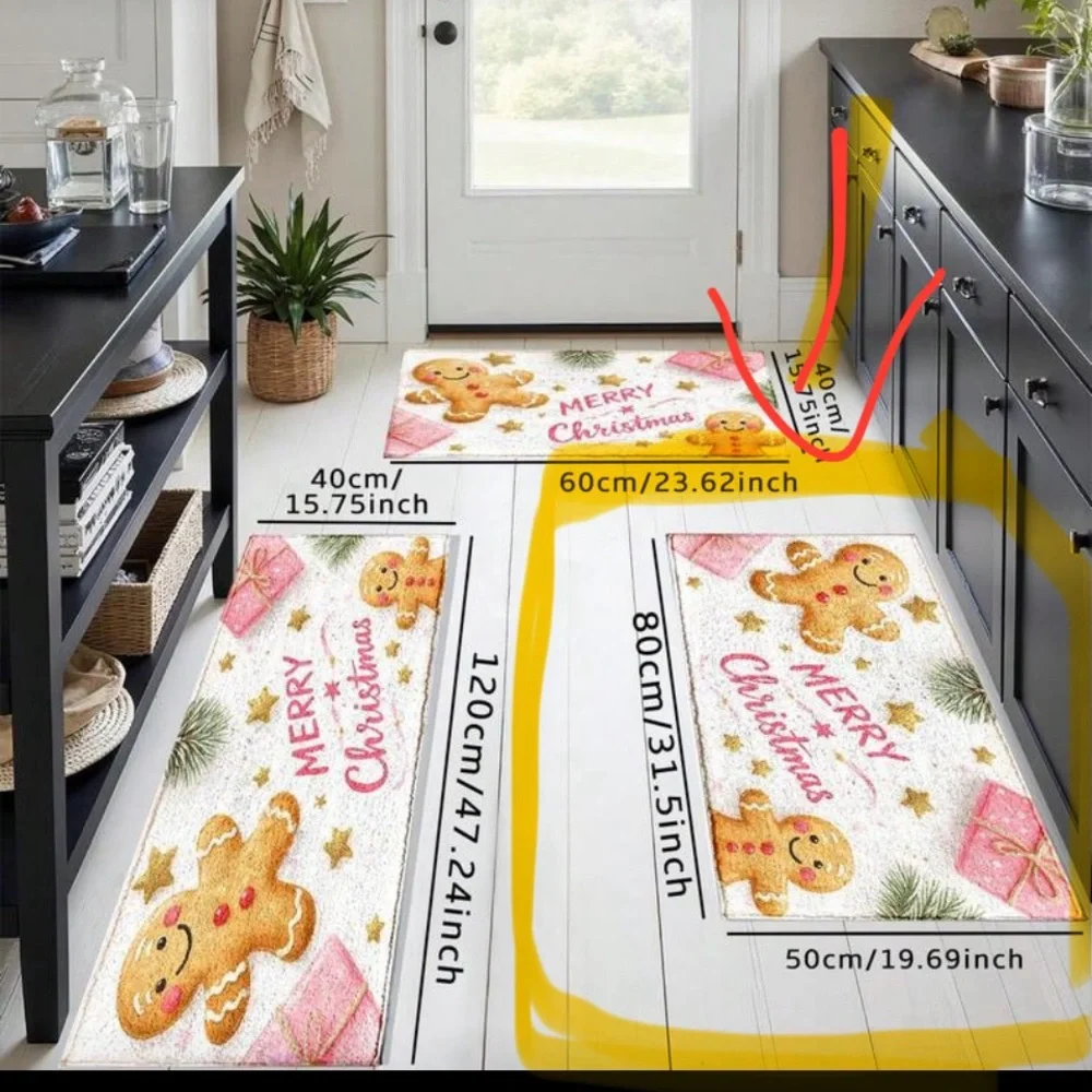 Christmas Gingerbread Kitchen Rug - Picture 2 of 2